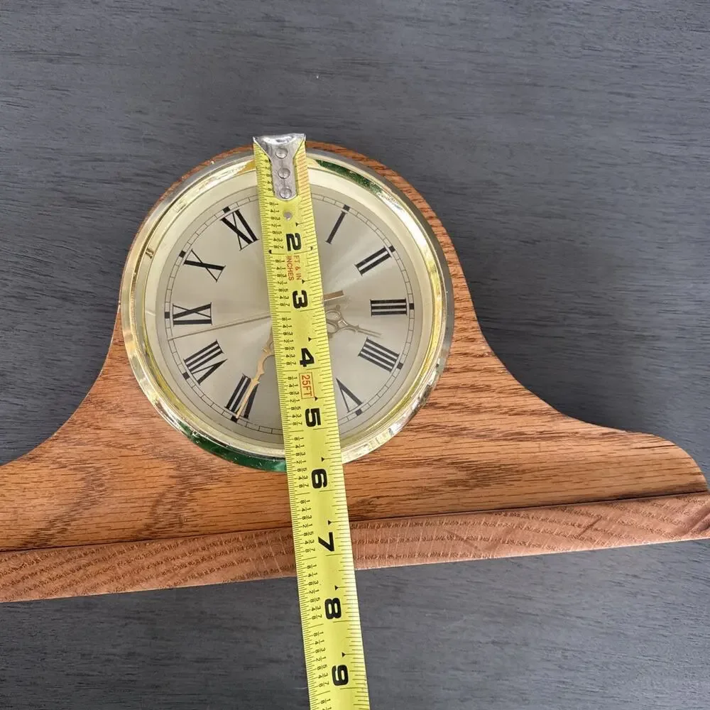 Vintage handmade wooden mantle clock quartz made in Japan